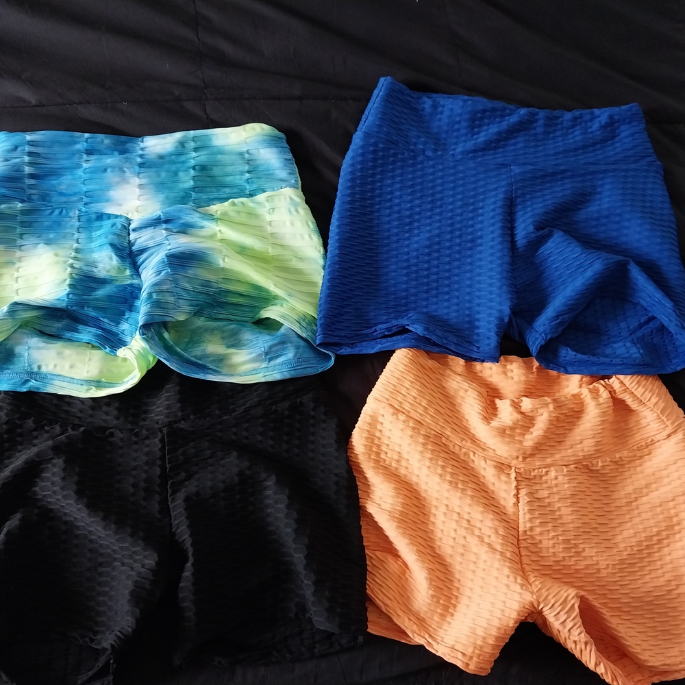 Set of Four Textured Shorts - Blue, Black, Orange, Multicolor